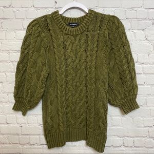 525 America Olive Green Cable Knit Sweater